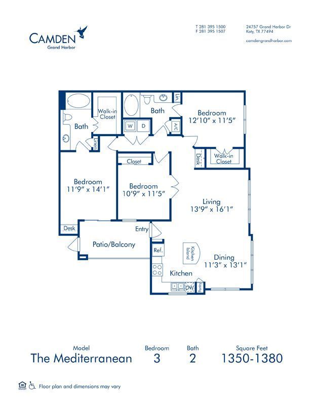 3 Beds • 2 Bath 1035 floor plan